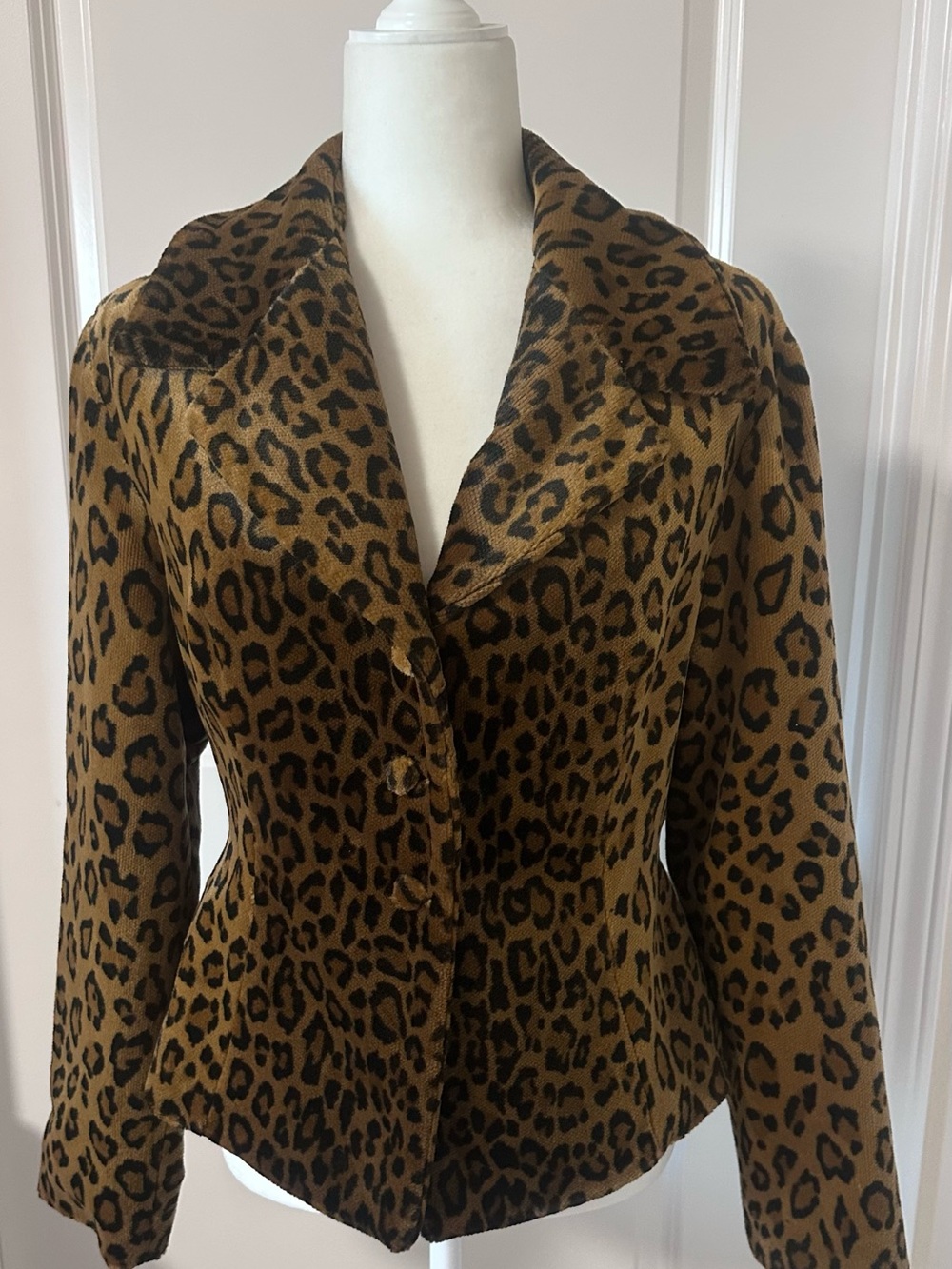 Vintage Etxart & Panno Spain Leopard Print Faux Fur Blazer Jacket Modacrylic M